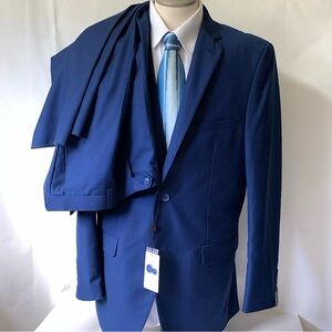 Alain Dupetit ROYAL BLUE 2-Pcs Solid Suit 2 Button Size  44L 38W NWT